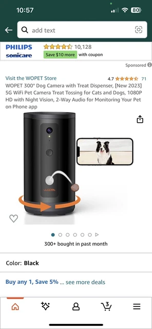 WOPET D100 5G WiFi Dog Camera