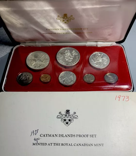Cayman Islands 1973 Proof Set/ Km#PS2 / 2.75 Oz Ag Low Mintage Silver Gem Set!