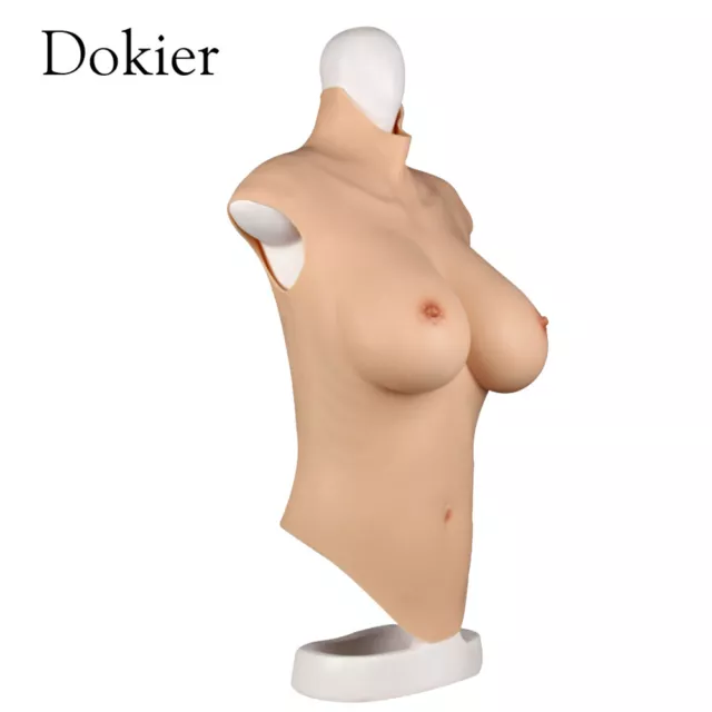 Dokier Plus Size Half Bodysuit Silicone Breast Forms Fake Boobs For Crossdresser