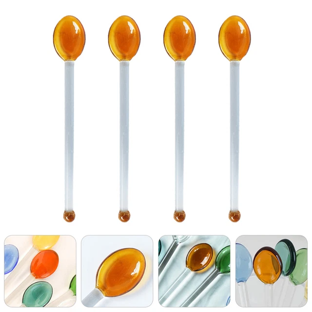 4 cucharas de pastel cuchara de vidrio vasos de especias quitanieves vaso de especias