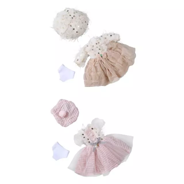 2pcs Fashion 12 pouces Mini fille robe de poupée ensemble de vêtements BJD