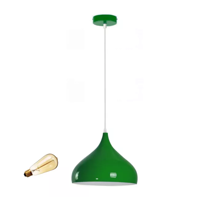 Factory Green Classic Vintage Industrial Factory Enamel Light Shade Pendant