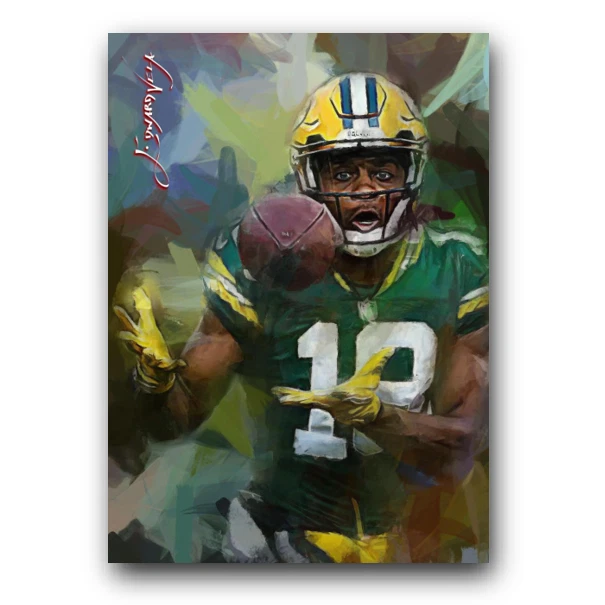 Randall Cobb #3 Sketch Card Limited 7/50 Edward Vela Signed
