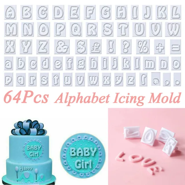 64 Alphabet Icing Mould Cookie Cake Decorating Mold Number Cutter Letter Fondant