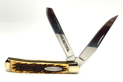 Winchester Brown & White 2 Blade Folding Pocket Knife