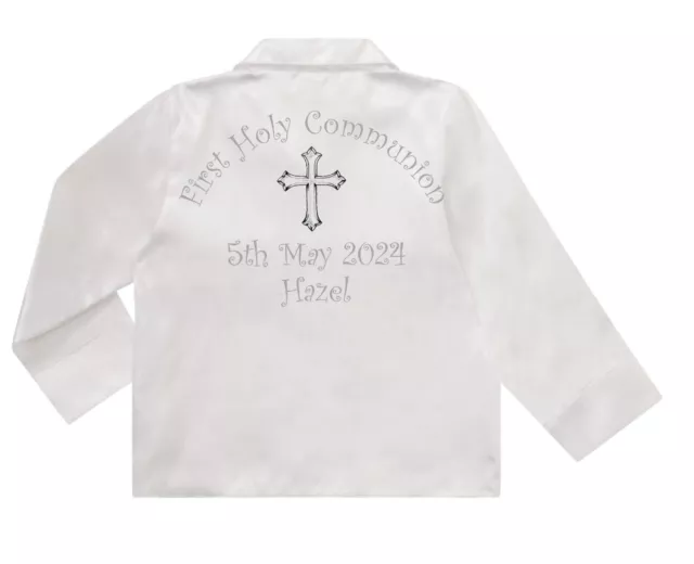 Boys / Girls Personalised Holy Communion / Confirmation Day Satin Pyjamas unisex 2