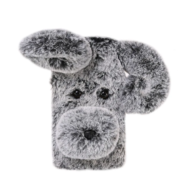 Coque pour téléphone Coque souple en peluche pour chien Mignon Mode Hiver