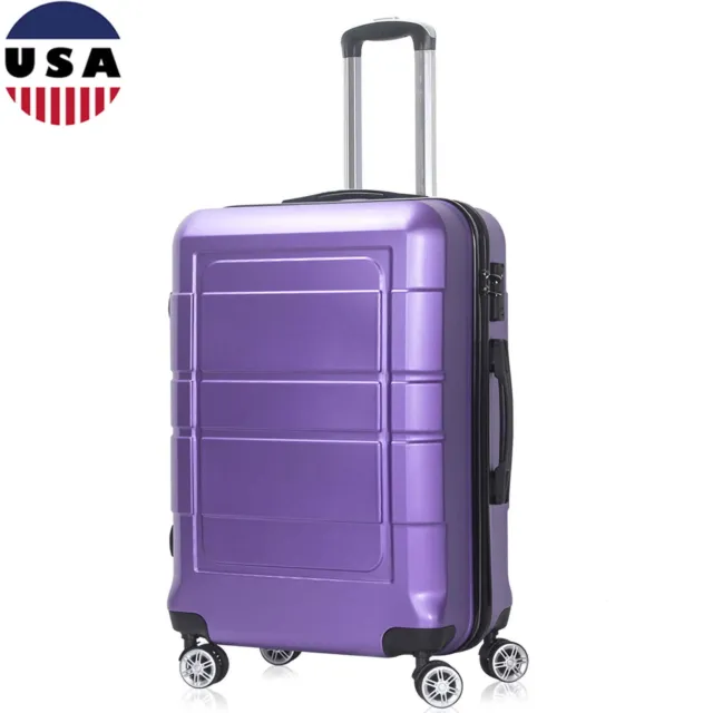 Carry On Spinner Luggage W/ Ergonomic Handles TSA Lock Travel Business Purple US