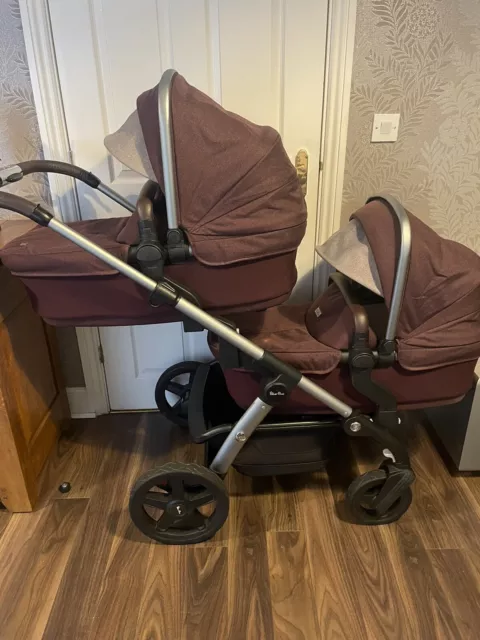 Silver Cross Wave Double Travel System Huge Bundle Twins Pram Pushchair Tandem