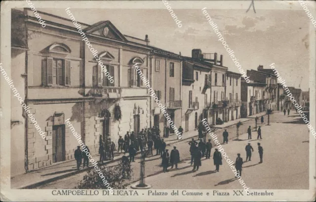 cf321 cartolina campobello di licata  comune e piazza xx settembre agrigento