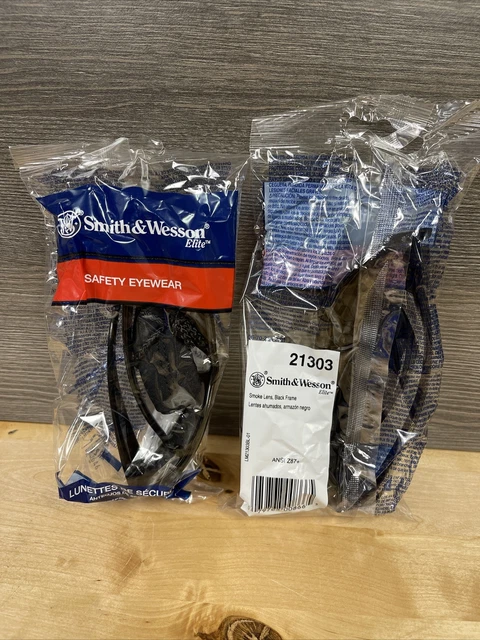 2 Pack Smith & Wesson 21303 Elite Safety Sun Glasses Smoke Lens Black New