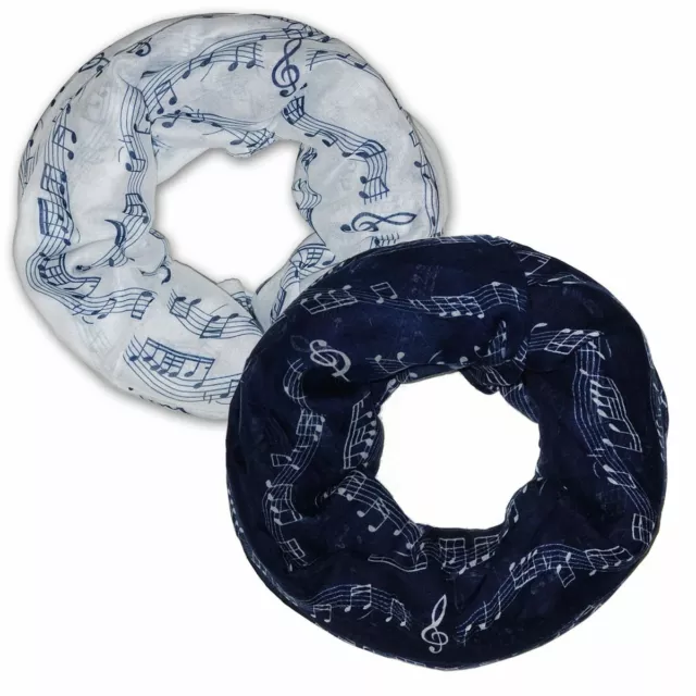 Loopschal mit Noten Motiv in blau oder weiß Loop Schal Halstuch Musik