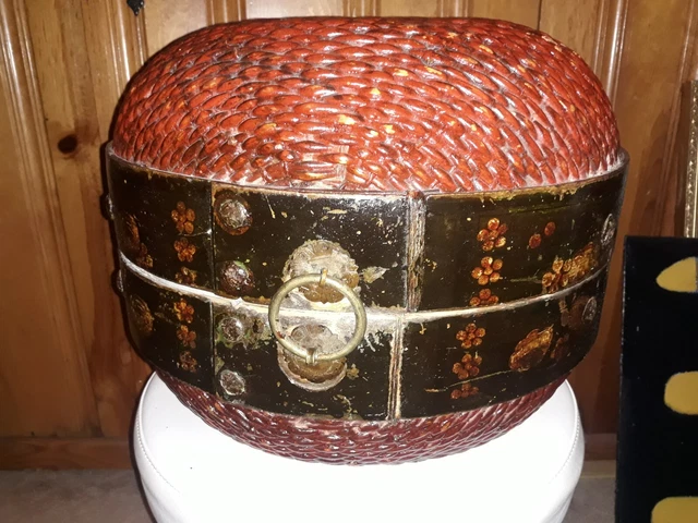 Vintage Chinese Willow Read Wedding Basket