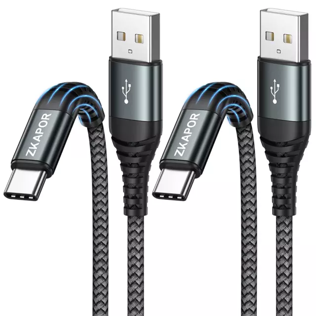 RAVIAD Câble USB C Court [0.3M, Lot de 2], Câble USB C Charge Rapide Nylon