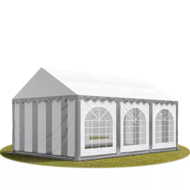 TOOLPORT Barnum tonnelle 3x6 m Bâches PVC env. 500g/m² gris-blanc Cadre de sol