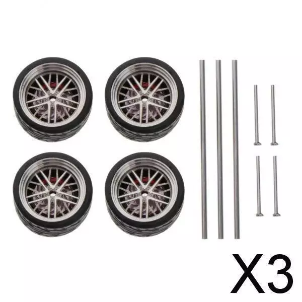 3X 1: 64 Scale Car Rubber Wheel Accssory Adulte et 3 essieux 5 embouts A17