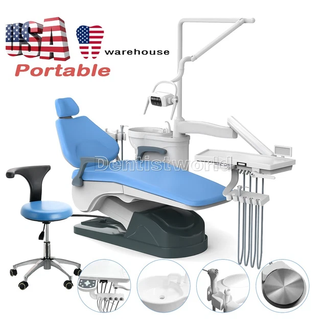 Dental Unit Chair Computer Controlled Hard Leather +LED Oral Lamp +Stool Kit