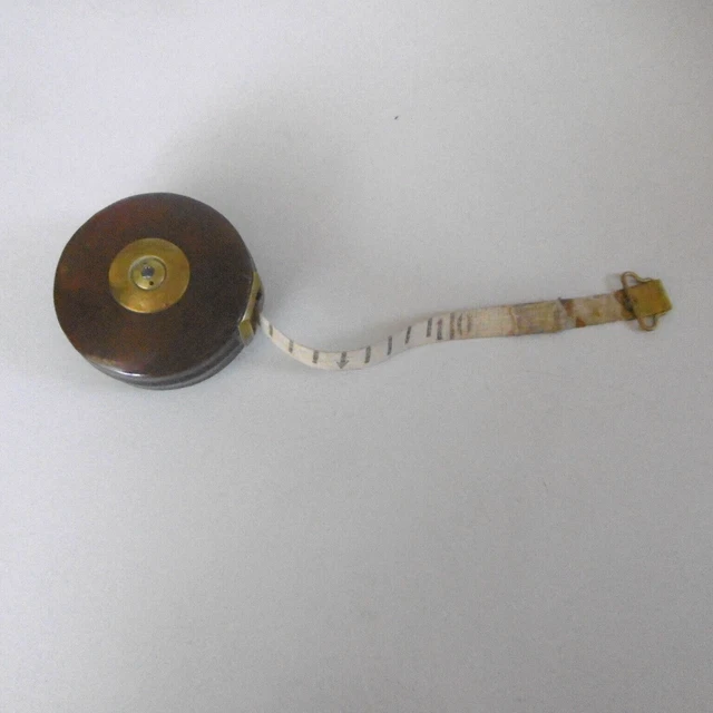 ANCIEN DOUBLE Decametre 20M En Cuir Et Metal Pour Le Ruban EUR 19,00