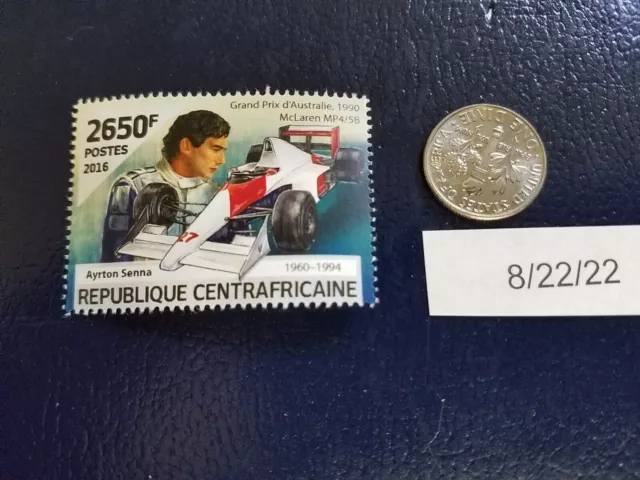 Ayrton Senna Race Car Driver 2016 Republique Centrafricaine Perforated Stamp
