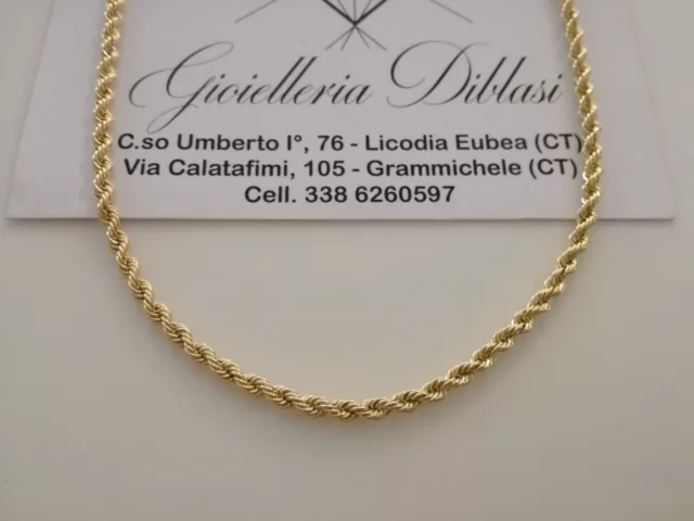 COLLANA In ORO GIALLO Modello CORDA (FUNE) Unisex Oro 18 KT 750% Made In Italy