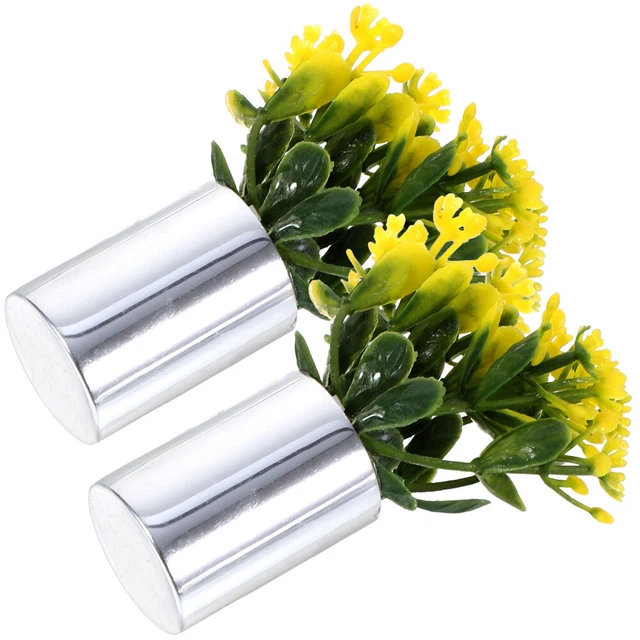 2 Pcs Plastic Miniature Plants Pots Dollhouse Potted Flowers