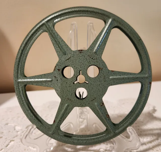 Vintage Film Spool Movie Reel Empty Spool Green Metal Unbranded Collectable