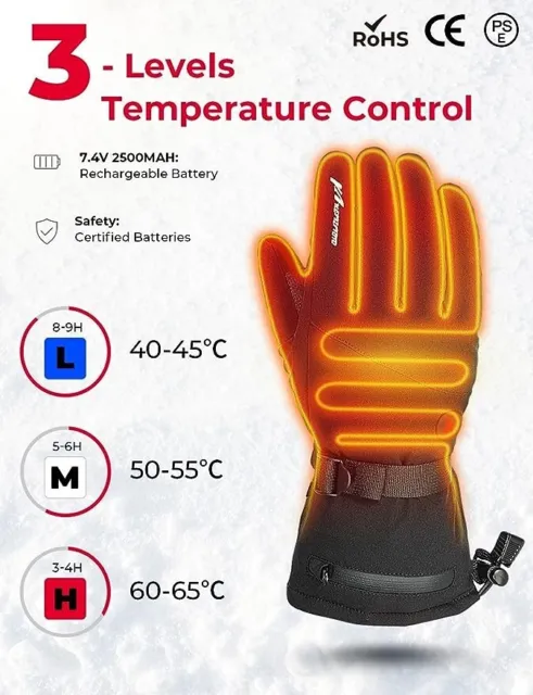 Heated glove Gant Chauffant Rechargeables avec 3 Réglages de Chaleurs 2