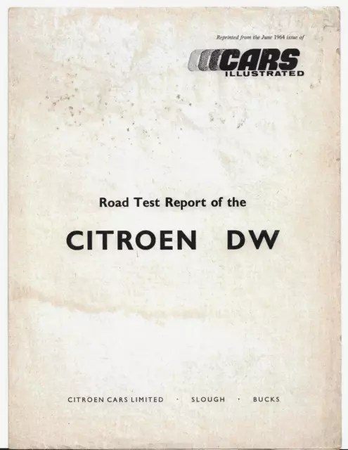 Citroen DW Road Test 1964-65 UK Market Foldout Brochure Cars Illustrated FAIR