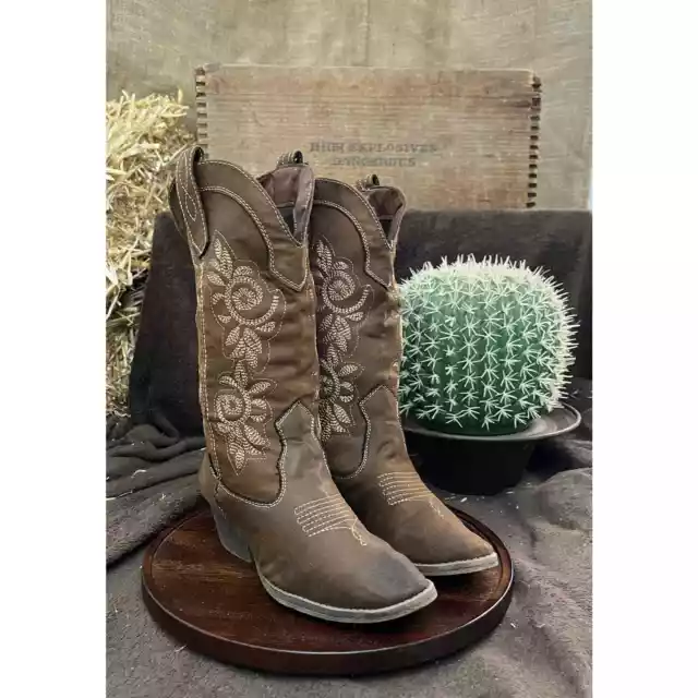 Rampage Women - Size 6M - Brown Soft Faux Leather Cowboy Boots Style 429105