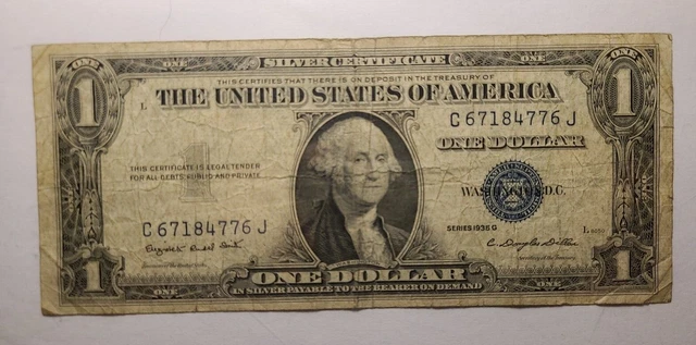 Series 1935G CU $1 blue seal silver certificate.  NO MOTTO.