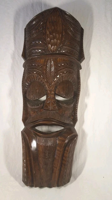 Grand Masque Africain En Bois – 49 Cm – Art Ethnique Vintage – Années 50-60