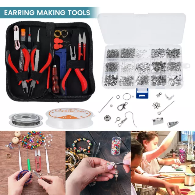 Jewellery Beading Making Kit Finding Starter Set Repair Tools Bracelets JuEka