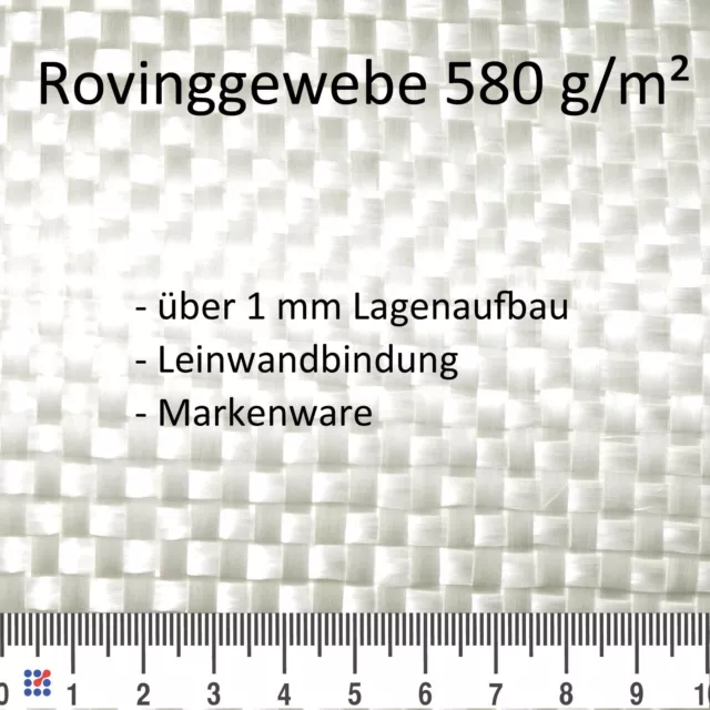 SALE: 2 m² GLASFASERGEWEBE 580 g/m² ROVING GFK GLASFASER 2