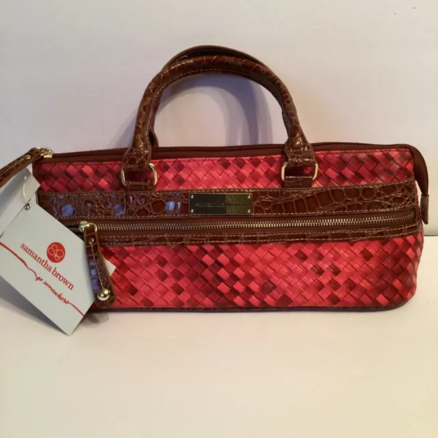 Samantha Brown Insulated Wine Purse Bag Red Weave Design NWT Great Shower Gift