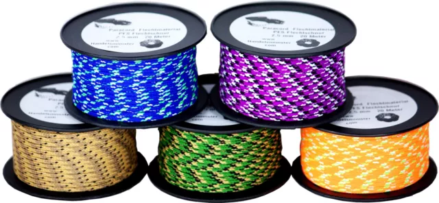 20m Paracord Flechtschnur 2,5mm neonfarbig / unifarbig / multicolor zum Flechten 3