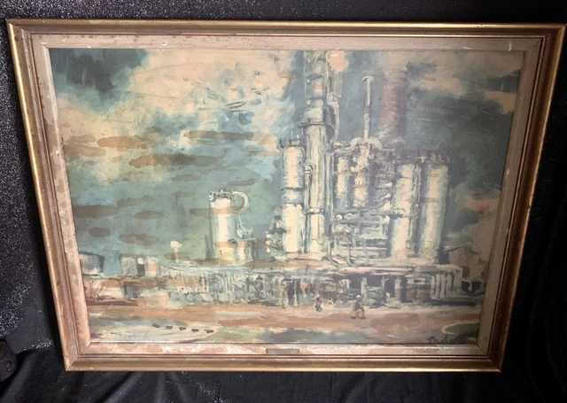 Altes Bild ESSO 60er Jahre Einweihung Crack-Anlage Raffinerie Hamburg Tankstelle