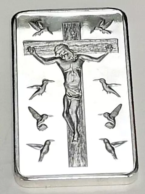 Jesus Christ 10 Commandments Silver Bar God Crucifix Spirituality Easter Old UK