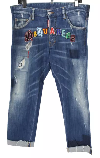 DSQUARED2 Blue Cotton Denim & Multi Logo COOL GUY Men's Jeans 50