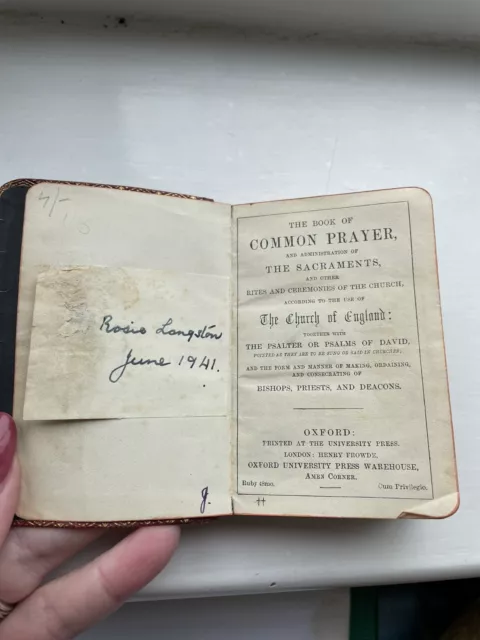 Antique Vintage Victorian Miniature Oxford Book Common Prayer Red Leather Pocket