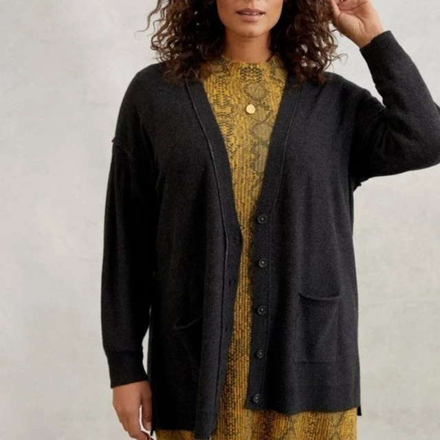 Pilcro Kelly Oversized Cashmere Charcoal Cardigan S