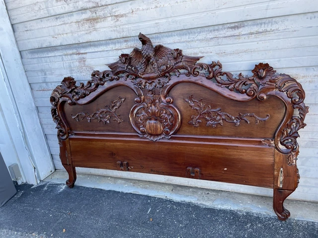 Vintage Mahogany Heavily Carved EAGLE King Size Bed Headboard ( UNUSUAL )