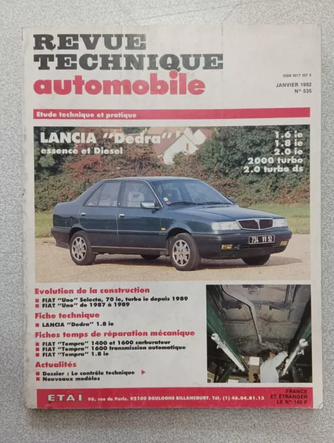 Rta Revue Technique Automobile Étude N535 Lancia Dedra Essence Diesel 1992