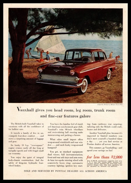 1961 Vauxhall Victor Saloon 4-Door Hardtop Sedan At The Beach Sailboat Print Ad