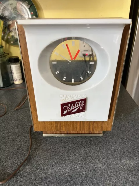Vintage Schlitz Brewing Company Electric Lighted Clock 50's-60's Working Vintage Schlitz Brewing Company Electric Lighted Clock 50's-60's Working