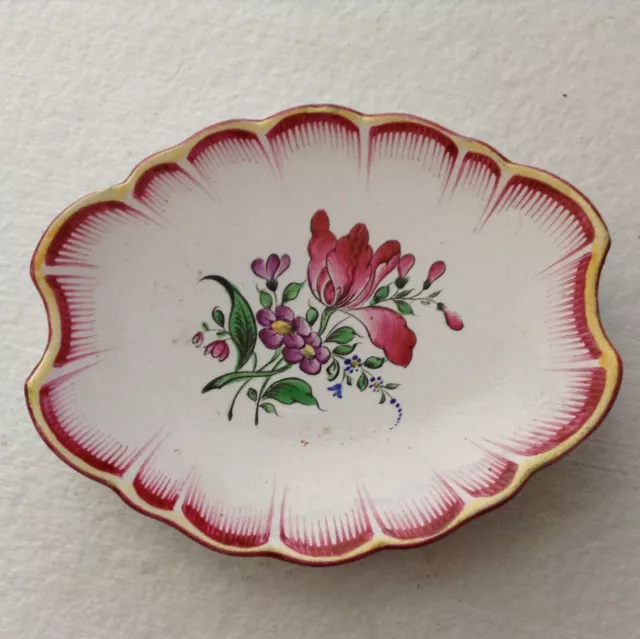 Antique French Faience Floral Butter Pat c.1800's