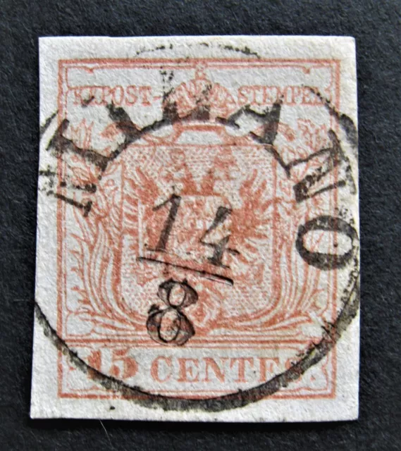 Österreich Lombardei/Venetien Wappen 15 Centesimi 1850/54 gestempelt MILANO