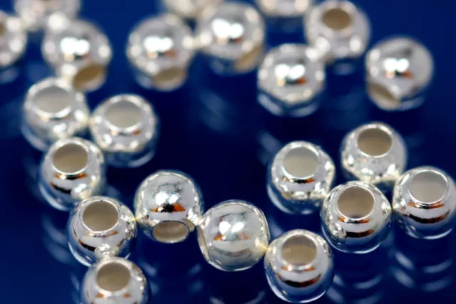 30 x Kugel 4mm poliert 925-er Silber Silberperlen Perlen Kugeln 3433-30E