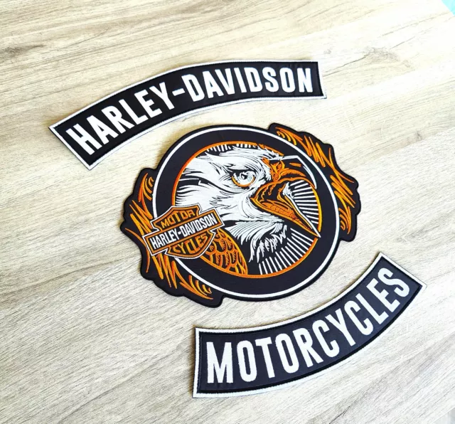 PACK Patch dorsal Harley Davidson motorcycles Aigle XXL écusson thermocollant