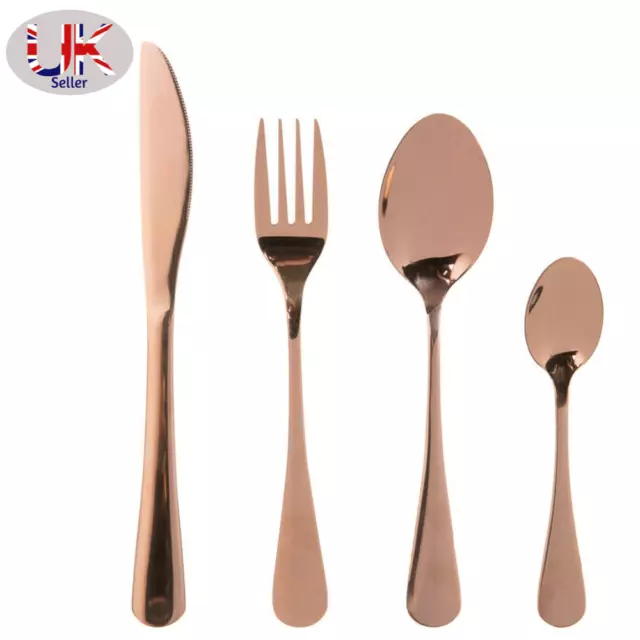 Stylish 16Pcs Cutlery Set Copper Effect For Contemporary Kitchen Plain G324163