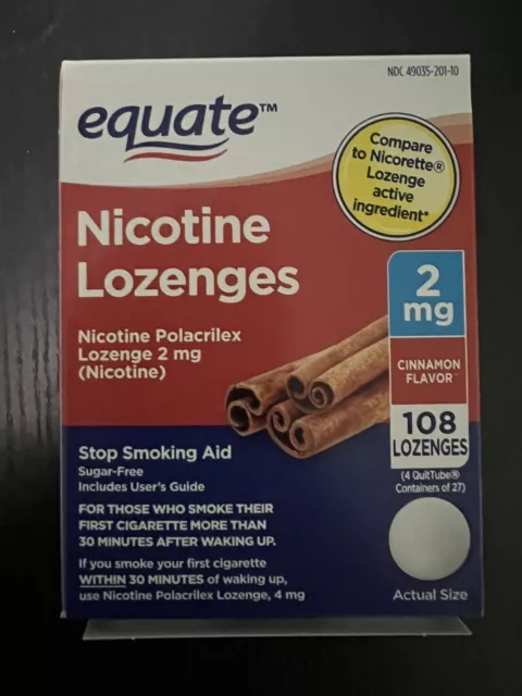 EQUATE NICOTINE LOZENGES 2 Mg Stop Smoking Aid Cherry Flavor 108